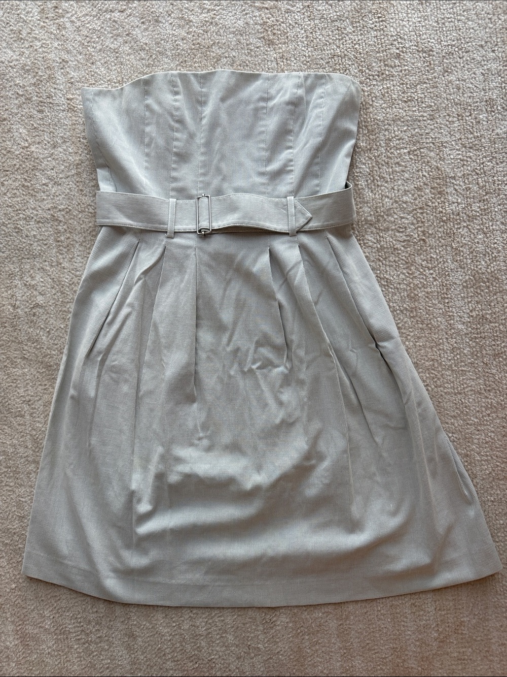 Theory Strapless Seersucker Belted Dress